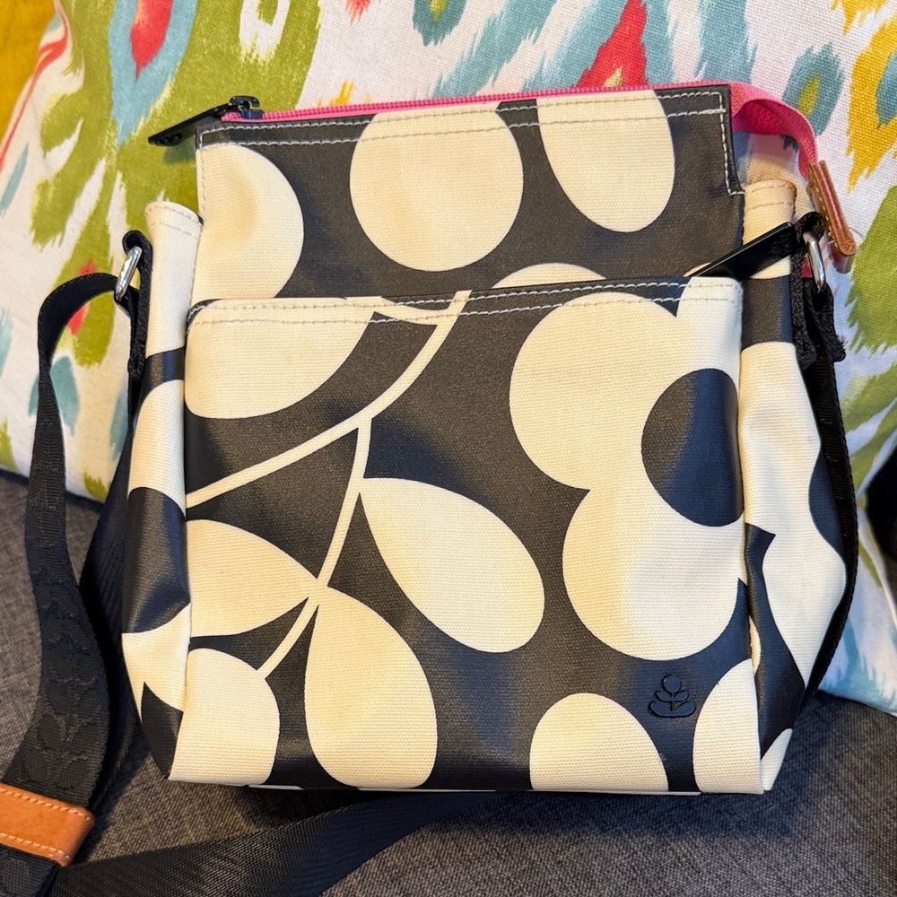 Orla Kiely Black and Cream Crossbody Bag